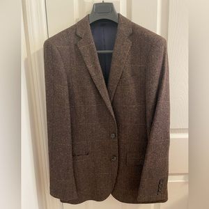 J. Crew - Abraham Moon & Sons window pain check suit in herringbone brown wool